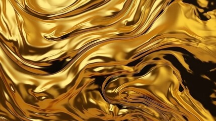 A shimmering gold metallic background with elegant curved lines. Generative ai