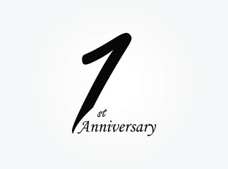 1 years anniversary logo template isolated on white, black and white background. 1th anniversary logo.