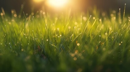 Obraz premium A sunlit field of grass with a blurred background. Generative ai