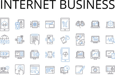 Internet business line icons collection. Online business, E-commerce, Web-based business, Digital enterprise, Cybercommerce, Virtual business, Web commerce vector and linear illustration. Electronic