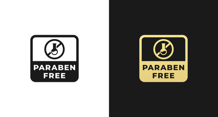Simple Parabens free label or paraben free sign vector isolated in flat style. Paraben free label for product packaging design element. Parabens free sign vector isolated.