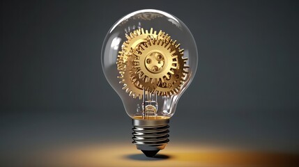 A light bulb with interlocking gears inside, symbolizing innovation and creativity. Generative ai - obrazy, fototapety, plakaty