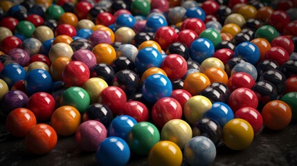 Fototapeta na wymiar A colorful ball pit with balls of various sizes and colors. Generative ai