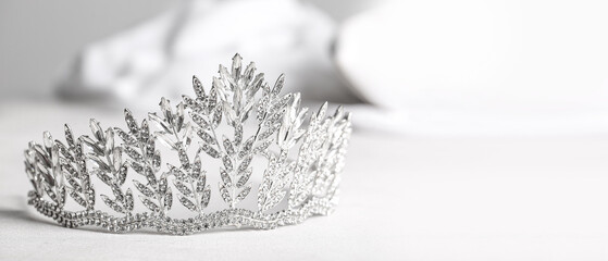 Beautiful tiara on light background © Pixel-Shot