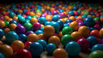 Fototapeta na wymiar Colorful balls arranged on a table. Generative ai