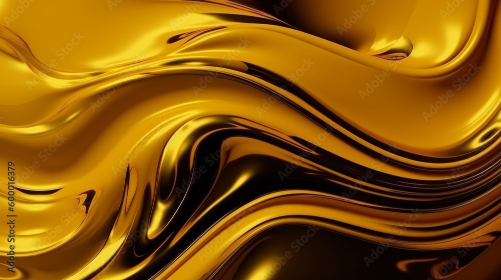 Fototapete a shimmering gold background with flowing and undulating lines. generative ai