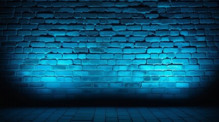 A blue light emanating from a brick wall. Generative ai