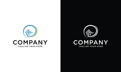 fast money logo combination. Fast paying symbol or icon. Unique money and digital logotype design template. on a black and white background.