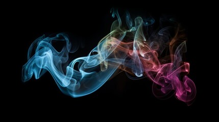 Colorful smoke on a black background creating an abstract effect. Generative ai