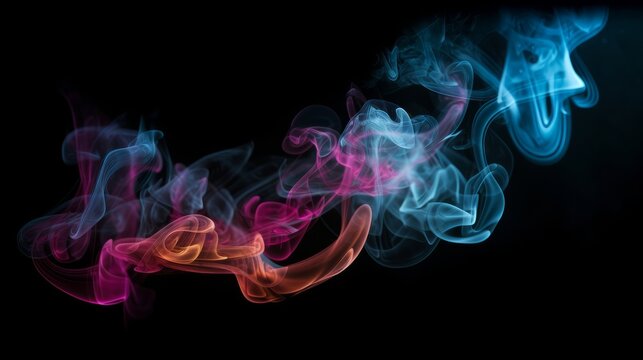 Colorful smoke on a black background. Generative ai