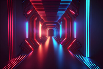 Abstract neon rectangles with black empty copy space inside