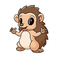 Cute cartoon hedgehog waving hand