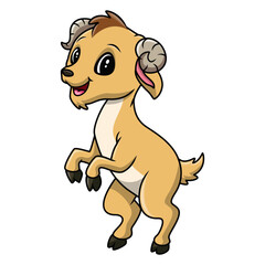 Cute cartoon goat happy stand