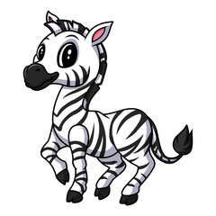 Fototapeta na wymiar Cute cartoon funny zebra stand