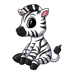 Fototapeta na wymiar Cute funny zebra cartoon sitting