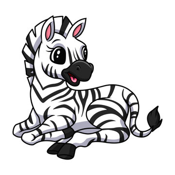 Cute funny zebra cartoon sitting
