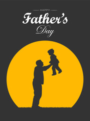 Silhouette of father and son happy Father's Day vector illustration