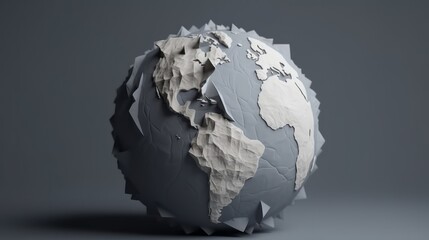 A minimalist gray and white globe on a neutral background. Generative ai - obrazy, fototapety, plakaty