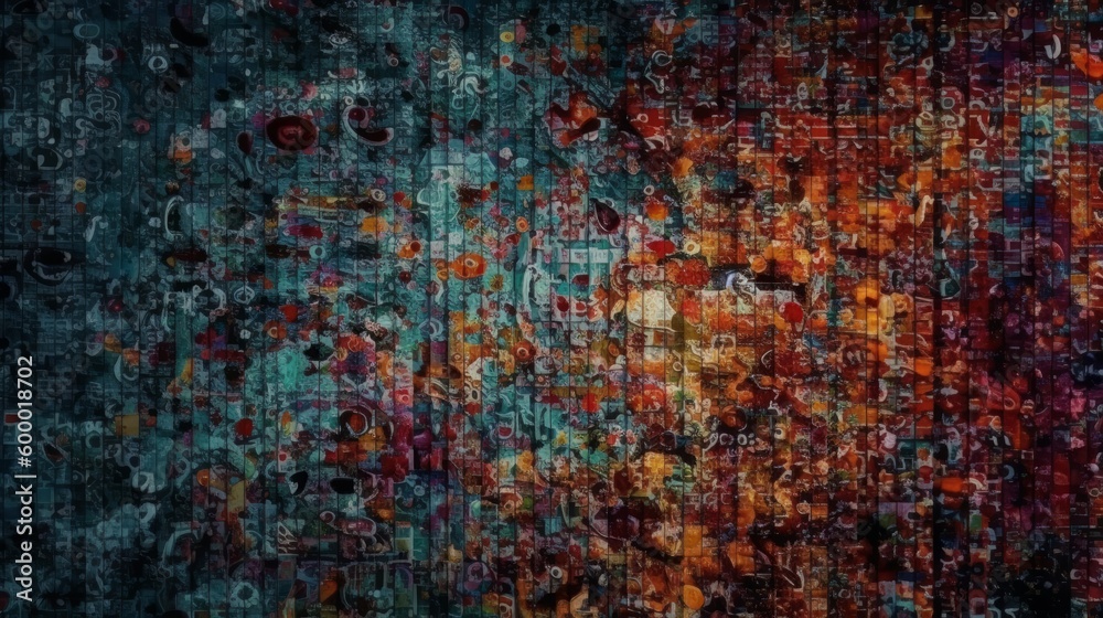 Poster an abstract painting with vibrant colors and dynamic shapes. generative ai