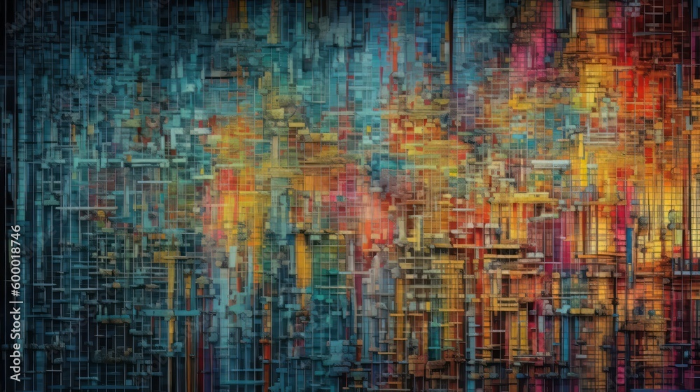 Fototapete an abstract painting with vibrant colors and dynamic lines. generative ai
