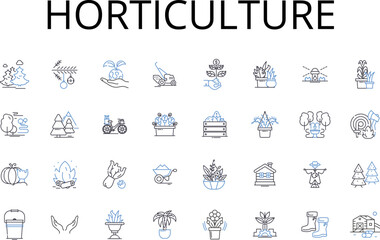 Horticulture line icons collection. Gardening, Cultivation, Agronomy, Floriculture, Landscaping, Propagation, Farming vector and linear illustration. Nursery,Botany,Greenhouse outline signs set