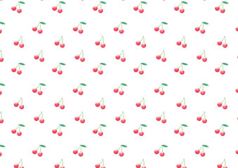 さくらんぼの背景水彩イラスト素材