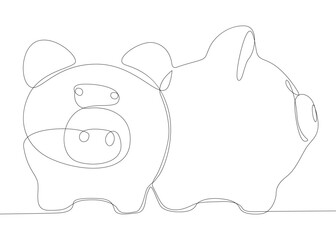 One continuous line of Piggy Banks. Thin Line Illustration vector concept. Contour Drawing Creative ideas.