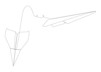 One continuous line of Paper Airplanes. Thin Line Illustration vector concept. Contour Drawing Creative ideas.