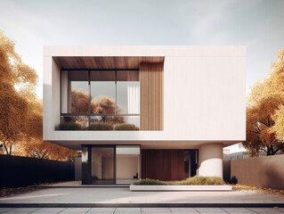 A Front View Home with a Minimalist Architecture Design | Generative AI