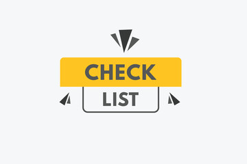 Check List text Button. Check List Sign Icon Label Sticker Web Buttons
