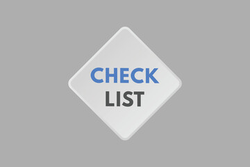 Check List text Button. Check List Sign Icon Label Sticker Web Buttons