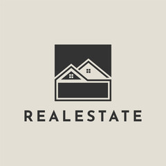 simple home real estate logo design concept