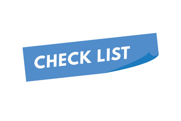 Check List text Button. Check List Sign Icon Label Sticker Web Buttons