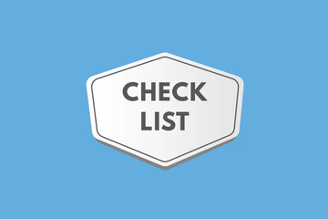 Check List text Button. Check List Sign Icon Label Sticker Web Buttons