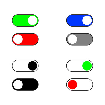 set of On and off toggle switch button vector