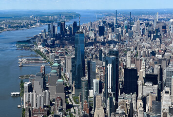 Aerial view of the Freedom Tower in New York City on May 6, 2023.