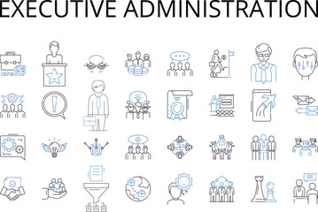 Fototapeta na wymiar Executive administration line icons collection. Management leadership, Corporate ownership, Professional governance, Fiscal management, Business direction, Senior supervision, Organizational hierarchy
