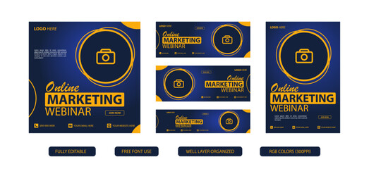 Business Podcast Social Media Post for Online Marketing Promotion Banner, Story and Web Internet Ads Flyer. social media kit design