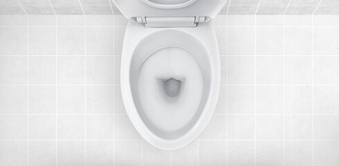 Top view of toilet bowl in the bathroom