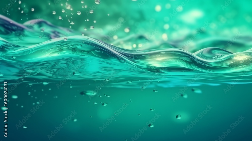Poster bubbles in water at close range. generative ai