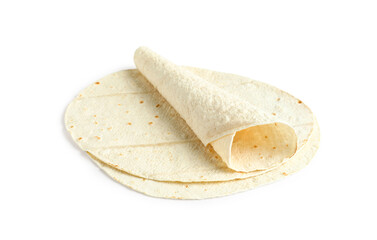 Thin lavash on white background