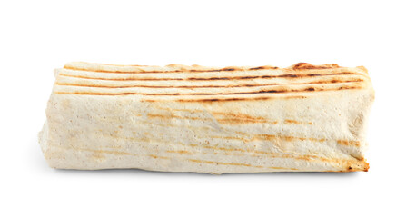 Tasty shawarma on white background