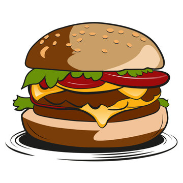 burger vector illustration line art drawing