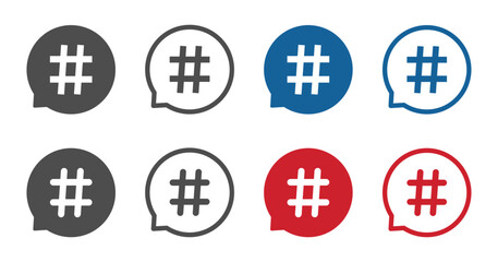 Hashtag speech bubble vector sign icons - obrazy, fototapety, plakaty