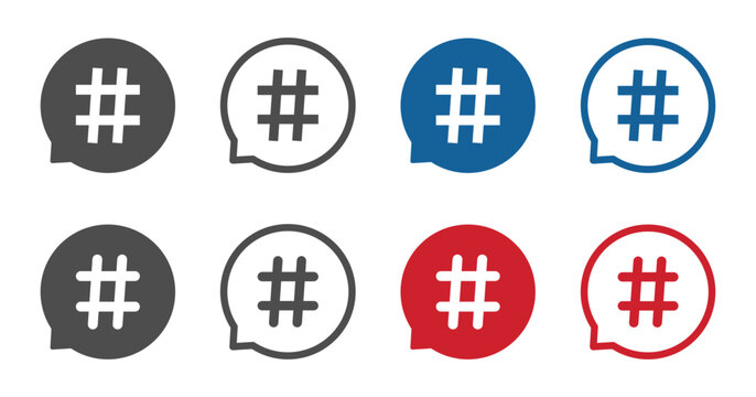 Hashtag speech bubble vector sign icons