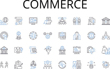 Commerce line icons collection. Business, Trade, Exchange, Industry, Market, Sales, Procurement vector and linear illustration. Merchandise,Transaction,Economics outline signs set