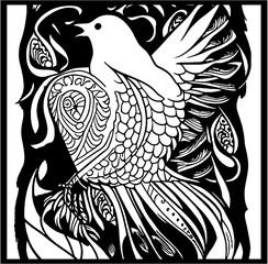 black and white dove vector art