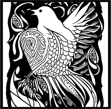 black and white dove vector art