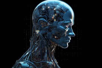 Fototapeta na wymiar Advanced Artificial Intelligence Robot Created with Generative AI