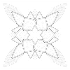 Vector coloring book of flowers for adult, for meditation, relax and fun. attractive flowers design for colouring book in black outline and white background